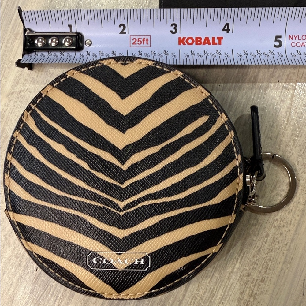 Coach Black and Tan Zebra Pattern Coin Pouch - Picture 6 of 6